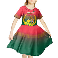 Bangladesh Independence Day Kid Short Sleeve Dress Royal Bengal Tiger With Coat Of Arms - Wonder Print Shop