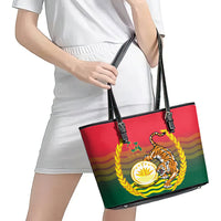 Bangladesh Independence Day Leather Tote Bag Royal Bengal Tiger With Coat Of Arms - Wonder Print Shop