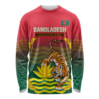 Bangladesh Independence Day Long Sleeve Shirt Royal Bengal Tiger With Coat Of Arms - Wonder Print Shop