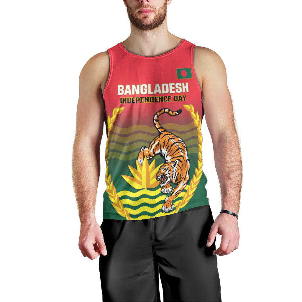 Bangladesh Independence Day Men Tank Top Royal Bengal Tiger With Coat Of Arms - Wonder Print Shop