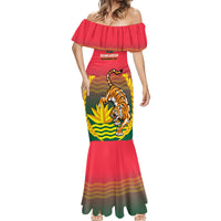 Bangladesh Independence Day Mermaid Dress Royal Bengal Tiger With Coat Of Arms - Wonder Print Shop