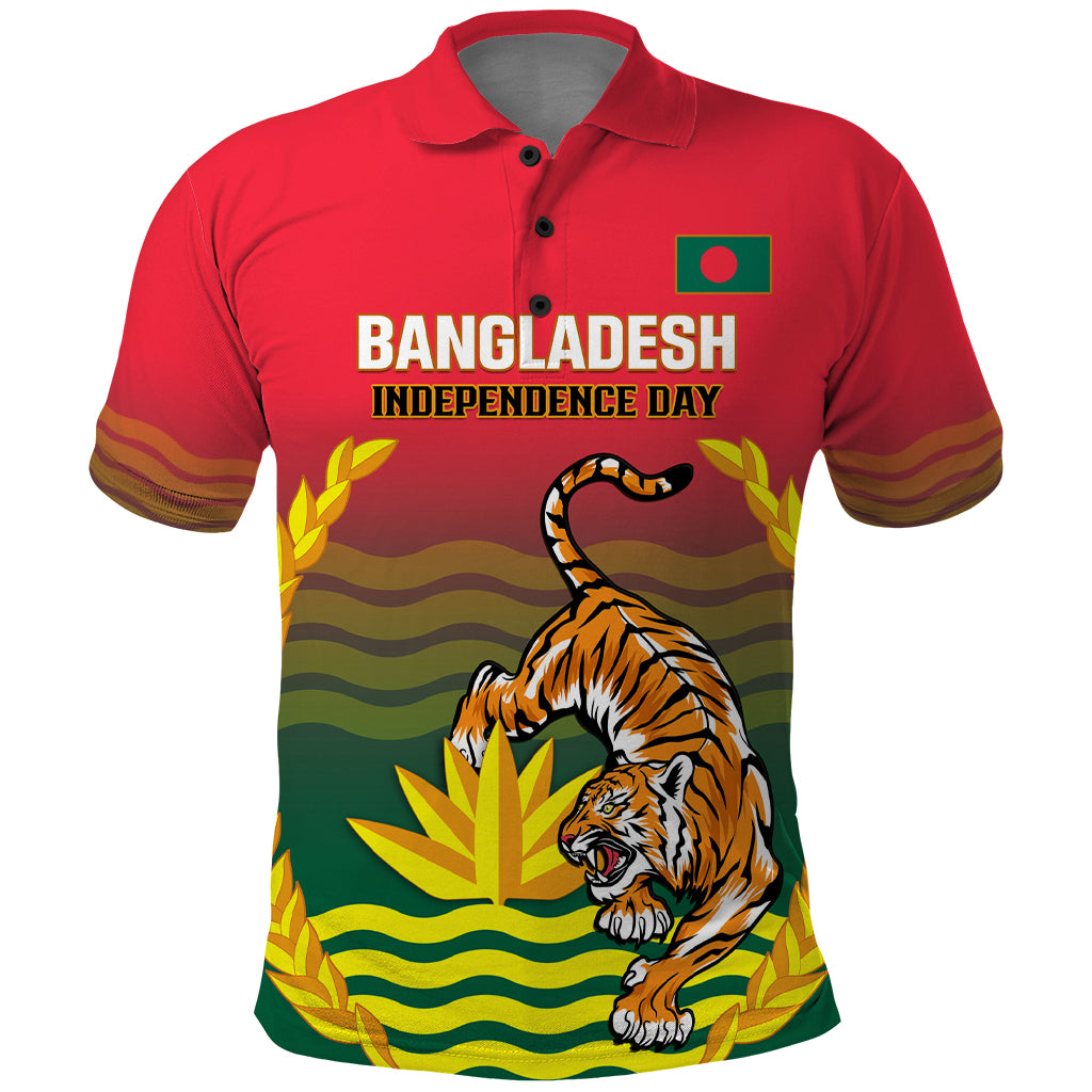 Bangladesh Independence Day Polo Shirt Royal Bengal Tiger With Coat Of Arms