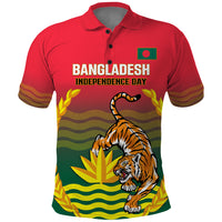 Bangladesh Independence Day Polo Shirt Royal Bengal Tiger With Coat Of Arms - Wonder Print Shop