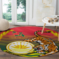 Bangladesh Independence Day Round Carpet Royal Bengal Tiger With Coat Of Arms