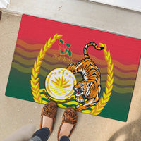 Bangladesh Independence Day Rubber Doormat Royal Bengal Tiger With Coat Of Arms - Wonder Print Shop