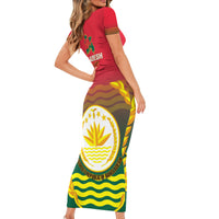 Bangladesh Independence Day Short Sleeve Bodycon Dress Royal Bengal Tiger With Coat Of Arms - Wonder Print Shop