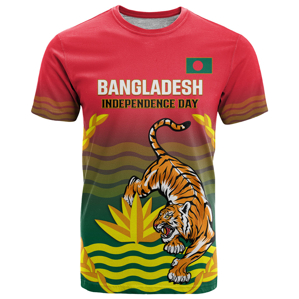 Bangladesh Independence Day T Shirt Royal Bengal Tiger With Coat Of Arms - Wonder Print Shop
