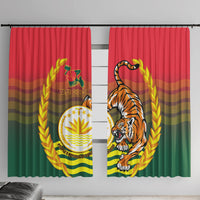 Bangladesh Independence Day Window Curtain Royal Bengal Tiger With Coat Of Arms - Wonder Print Shop