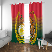 Bangladesh Independence Day Window Curtain Royal Bengal Tiger With Coat Of Arms - Wonder Print Shop