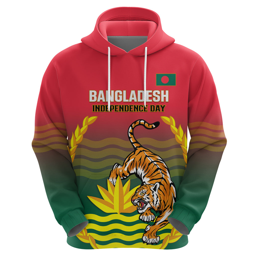 Bangladesh Independence Day Zip Hoodie Royal Bengal Tiger With Coat Of Arms - Wonder Print Shop