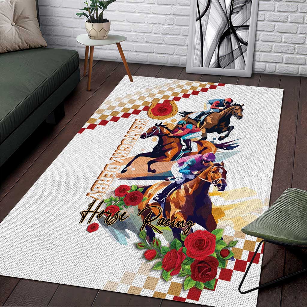 Kentucky Horse Racing Area Rug 2025 Happy 151st Anniversary With Roses LT14