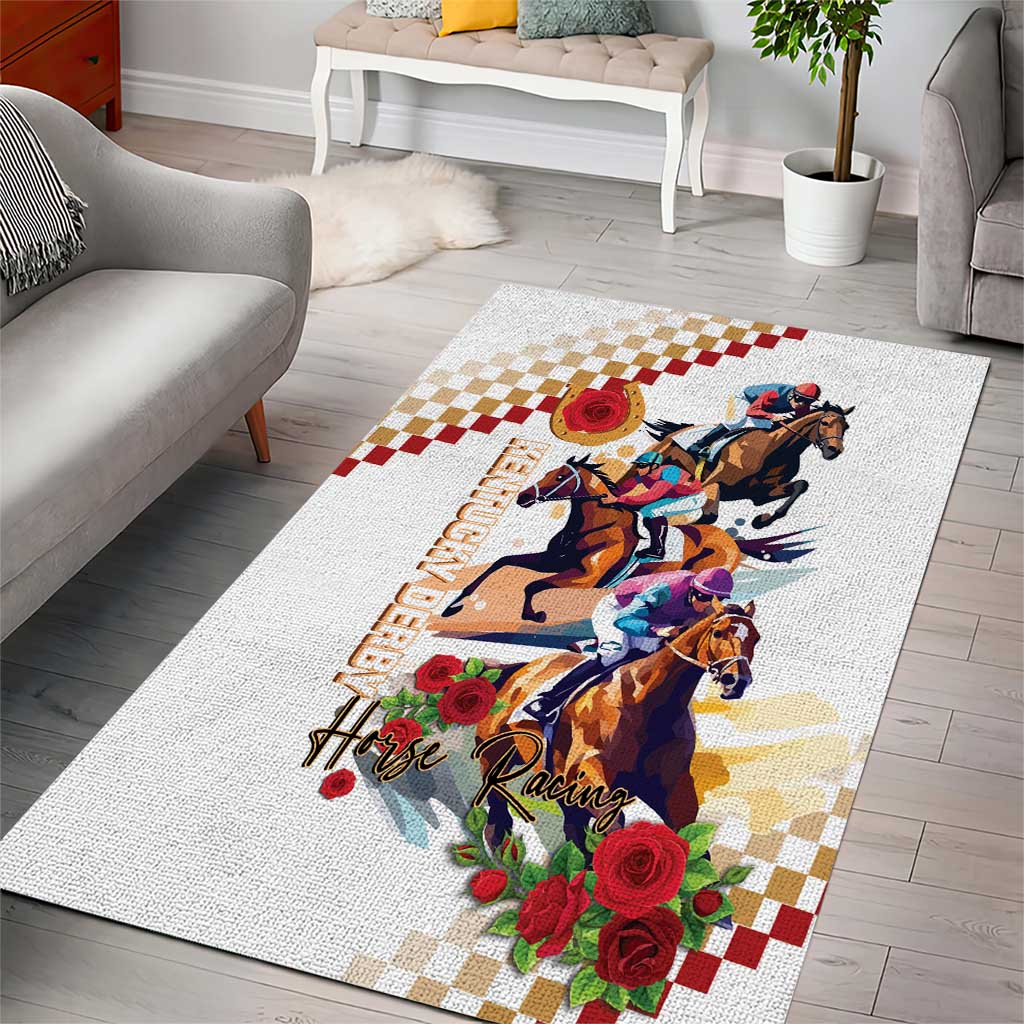 Kentucky Horse Racing Area Rug 2025 Happy 151st Anniversary With Roses LT14