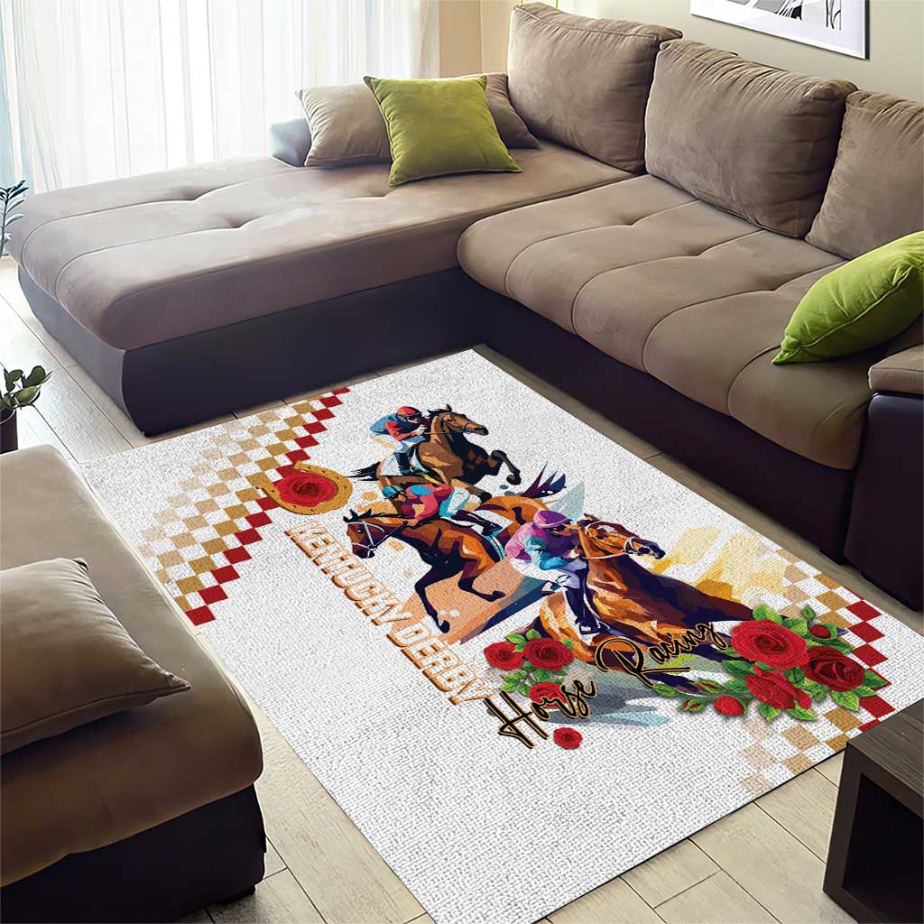 Kentucky Horse Racing Area Rug 2025 Happy 151st Anniversary With Roses LT14