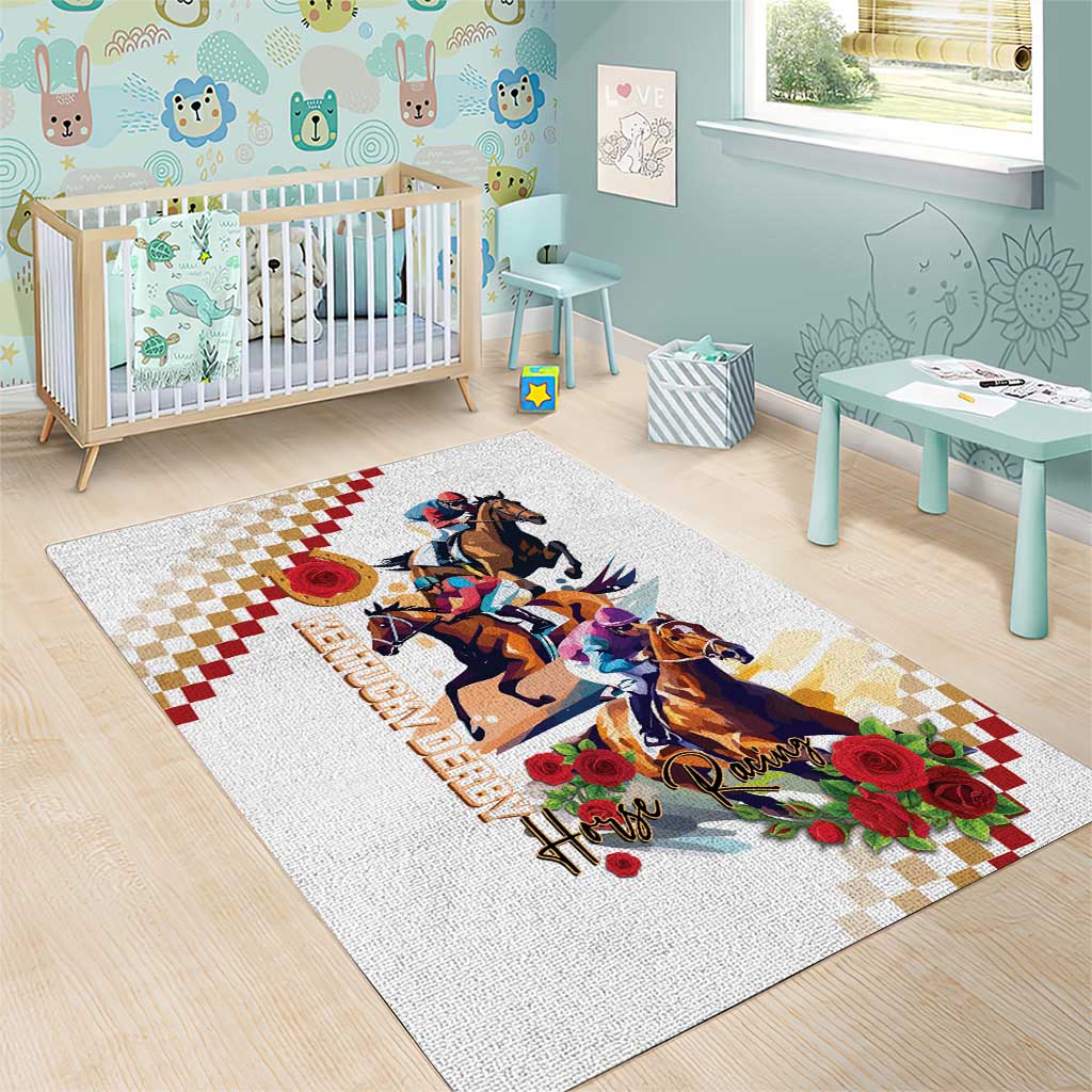 Kentucky Horse Racing Area Rug 2025 Happy 151st Anniversary With Roses LT14