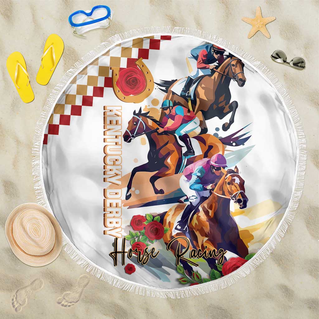 Kentucky Horse Racing Beach Blanket 2025 Happy 151st Anniversary With Roses LT14
