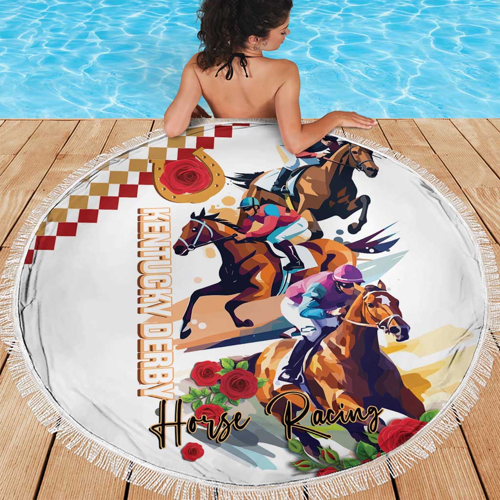 Kentucky Horse Racing Beach Blanket 2025 Happy 151st Anniversary With Roses LT14