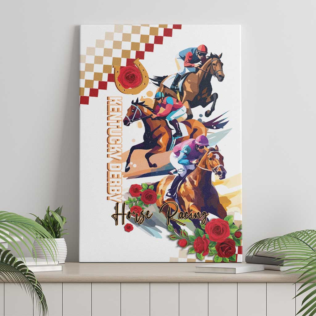 Kentucky Horse Racing Canvas Wall Art 2025 Happy 151st Anniversary With Roses LT14