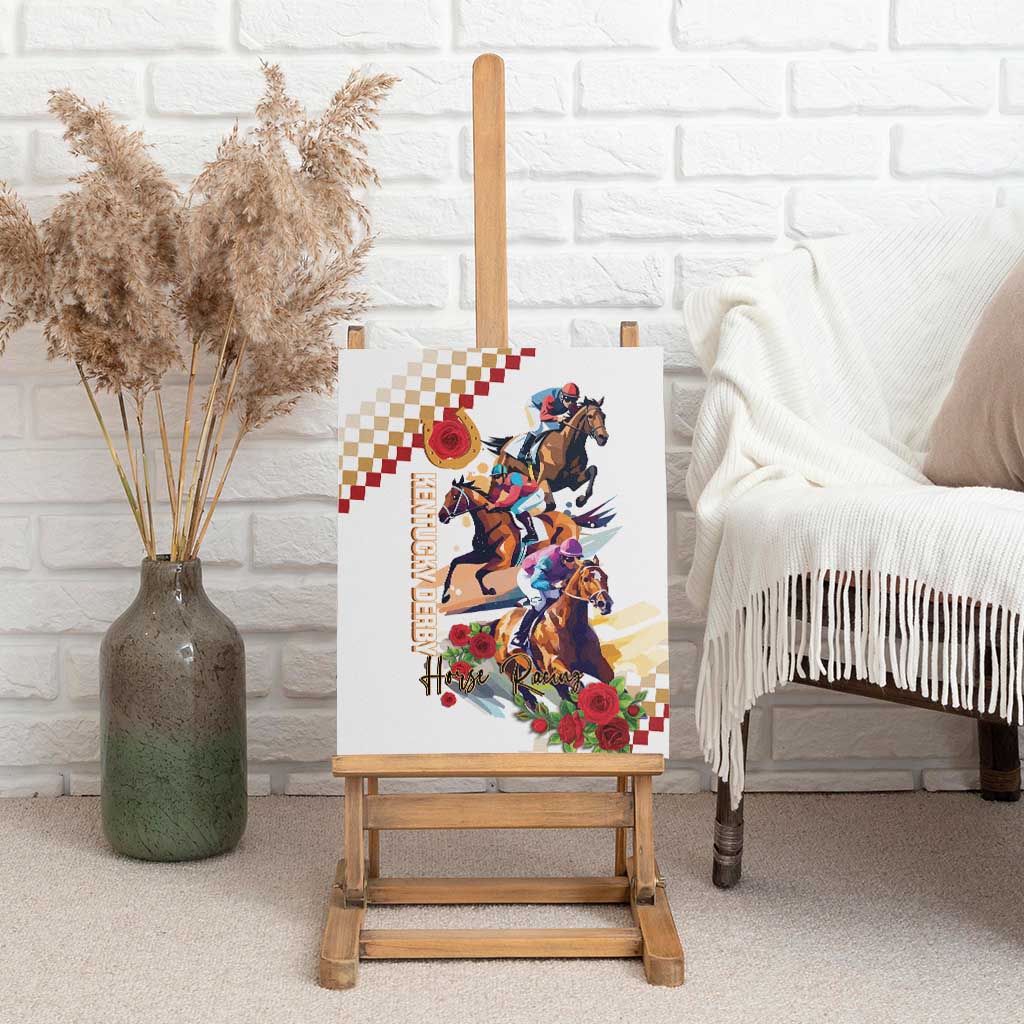 Kentucky Horse Racing Canvas Wall Art 2025 Happy 151st Anniversary With Roses LT14