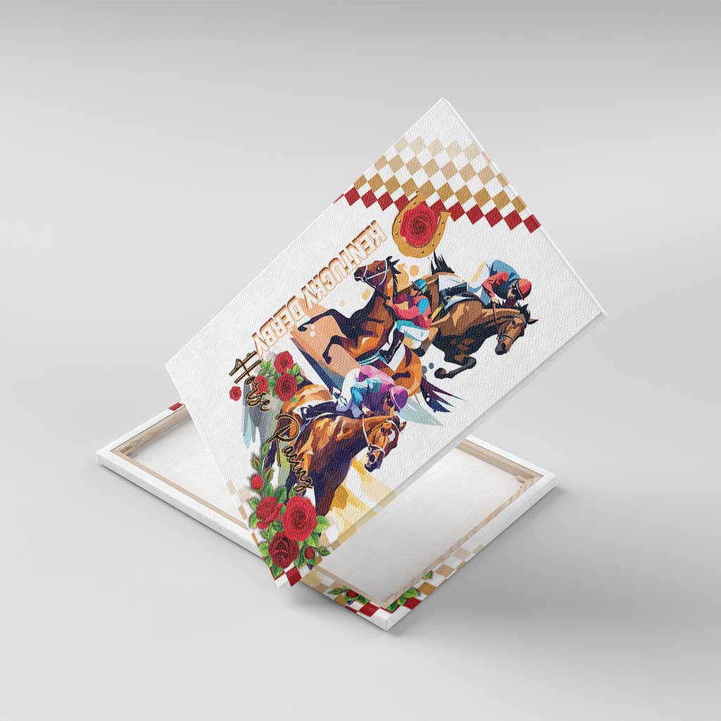 Kentucky Horse Racing Canvas Wall Art 2025 Happy 151st Anniversary With Roses LT14