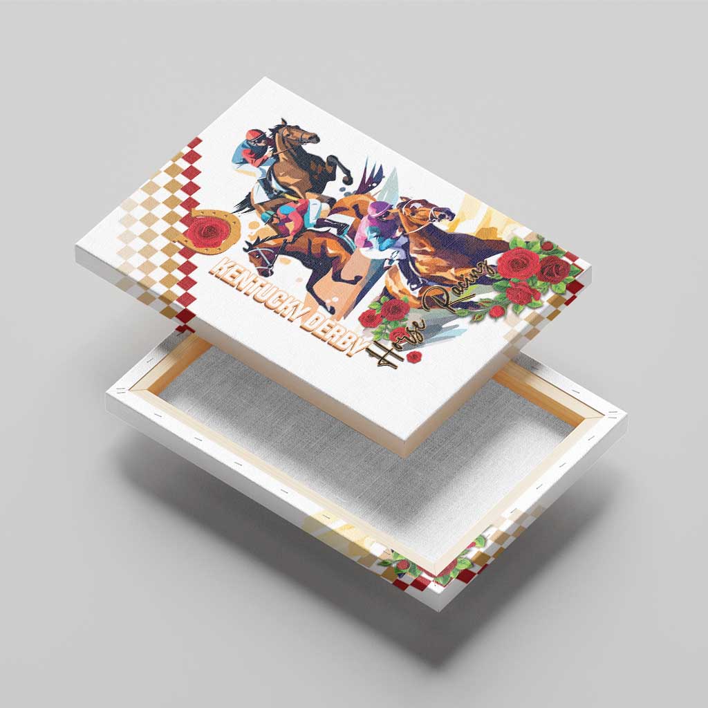 Kentucky Horse Racing Canvas Wall Art 2025 Happy 151st Anniversary With Roses LT14