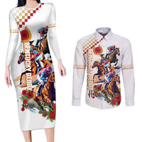 Kentucky Horse Racing Couples Matching Long Sleeve Bodycon Dress and Long Sleeve Button Shirt 2025 Happy 151st Anniversary With Roses LT14