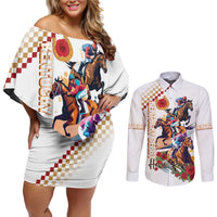 Kentucky Horse Racing Couples Matching Off Shoulder Short Dress and Long Sleeve Button Shirt 2025 Happy 151st Anniversary With Roses LT14