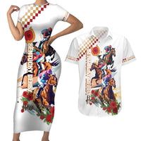 Kentucky Horse Racing Couples Matching Short Sleeve Bodycon Dress and Hawaiian Shirt 2025 Happy 151st Anniversary With Roses LT14