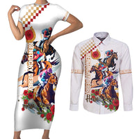 Kentucky Horse Racing Couples Matching Short Sleeve Bodycon Dress and Long Sleeve Button Shirt 2025 Happy 151st Anniversary With Roses LT14