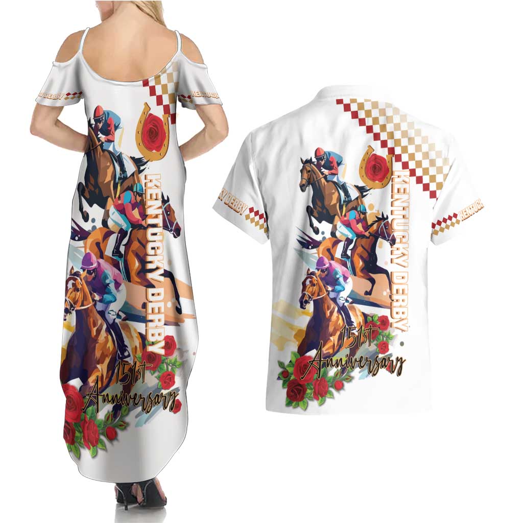 Kentucky Horse Racing Couples Matching Summer Maxi Dress and Hawaiian Shirt 2025 Happy 151st Anniversary With Roses LT14