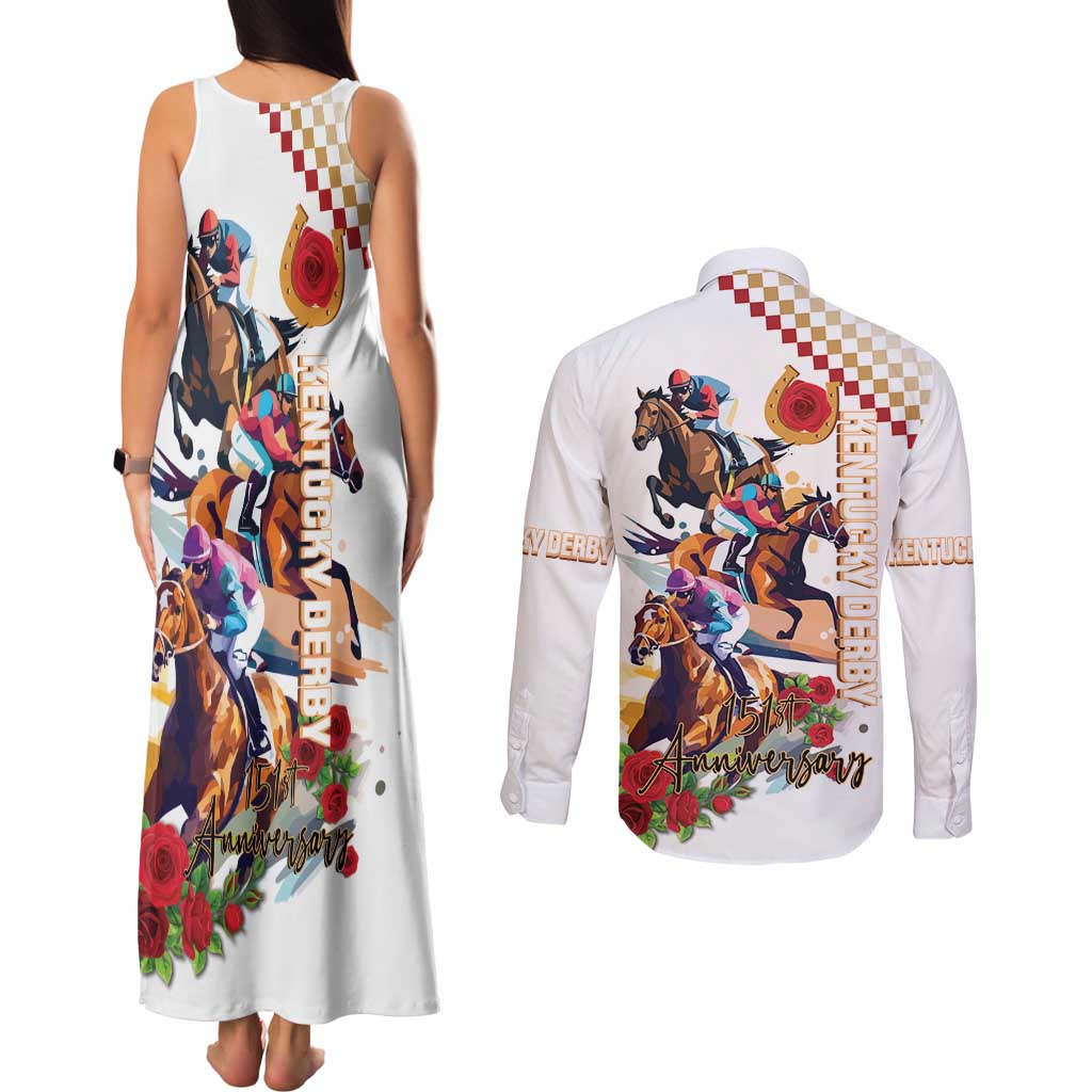 Kentucky Horse Racing Couples Matching Tank Maxi Dress and Long Sleeve Button Shirt 2025 Happy 151st Anniversary With Roses LT14