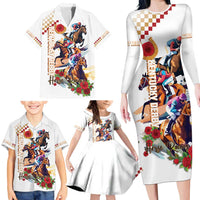 Kentucky Horse Racing Family Matching Long Sleeve Bodycon Dress and Hawaiian Shirt 2025 Happy 151st Anniversary With Roses LT14