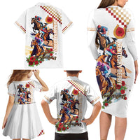 Kentucky Horse Racing Family Matching Long Sleeve Bodycon Dress and Hawaiian Shirt 2025 Happy 151st Anniversary With Roses LT14