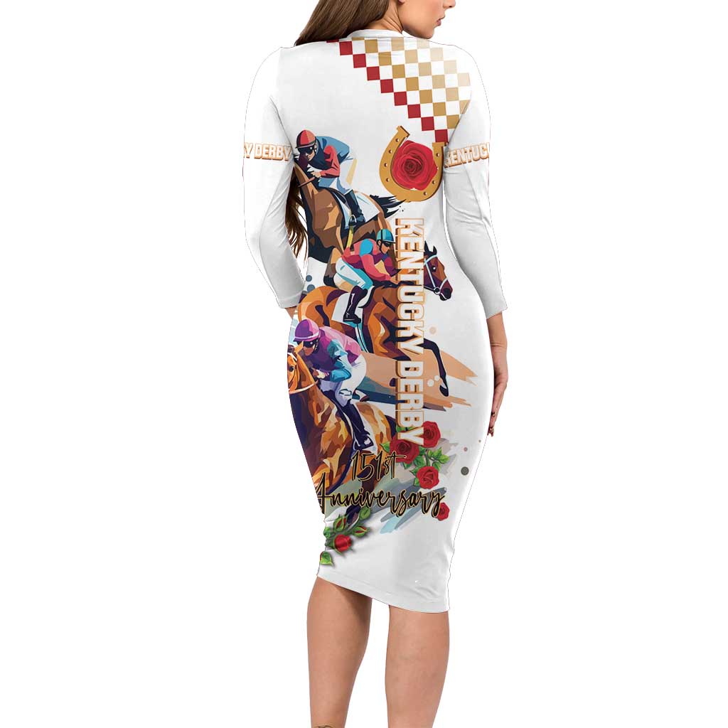 Kentucky Horse Racing Family Matching Long Sleeve Bodycon Dress and Hawaiian Shirt 2025 Happy 151st Anniversary With Roses LT14