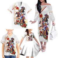 Kentucky Horse Racing Family Matching Off Shoulder Long Sleeve Dress and Hawaiian Shirt 2025 Happy 151st Anniversary With Roses LT14