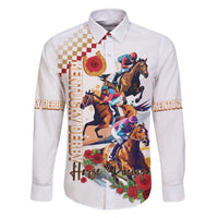 Kentucky Horse Racing Family Matching Off Shoulder Long Sleeve Dress and Hawaiian Shirt 2025 Happy 151st Anniversary With Roses LT14