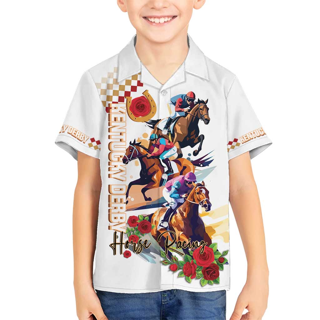 Kentucky Horse Racing Family Matching Off Shoulder Short Dress and Hawaiian Shirt 2025 Happy 151st Anniversary With Roses LT14