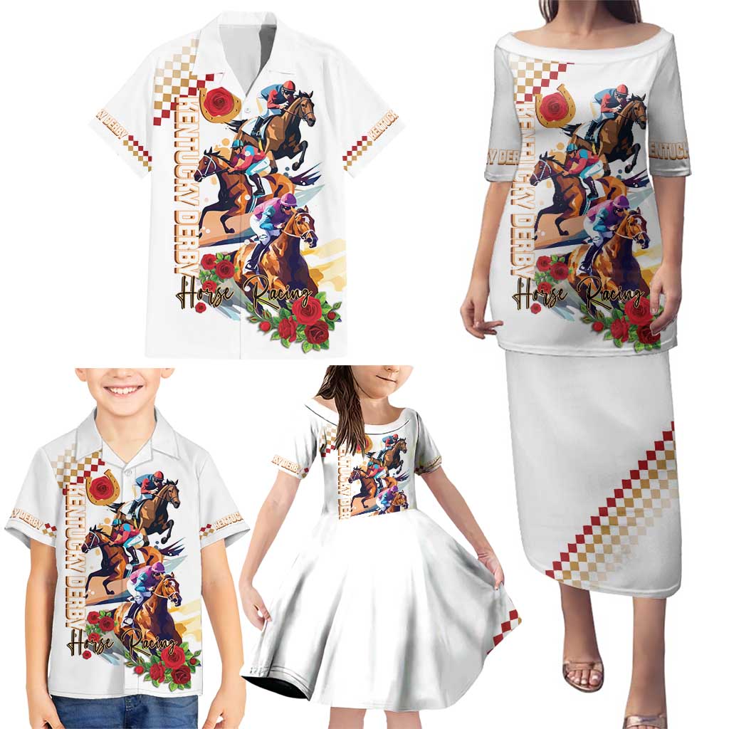 Kentucky Horse Racing Family Matching Puletasi and Hawaiian Shirt 2025 Happy 151st Anniversary With Roses LT14