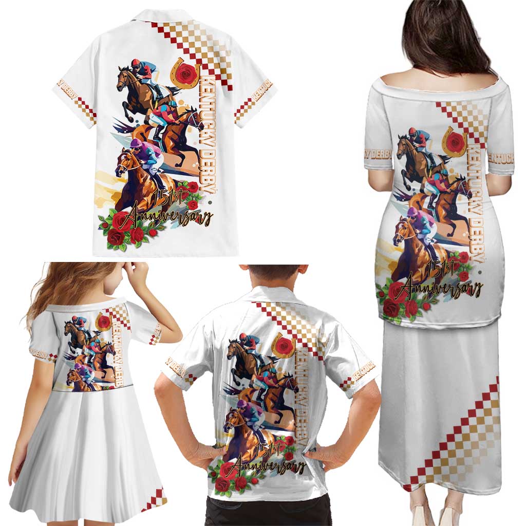 Kentucky Horse Racing Family Matching Puletasi and Hawaiian Shirt 2025 Happy 151st Anniversary With Roses LT14