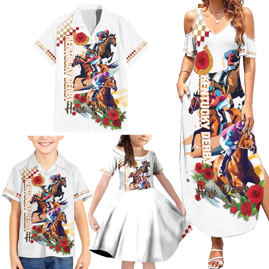 Kentucky Horse Racing Family Matching Summer Maxi Dress and Hawaiian Shirt 2025 Happy 151st Anniversary With Roses LT14
