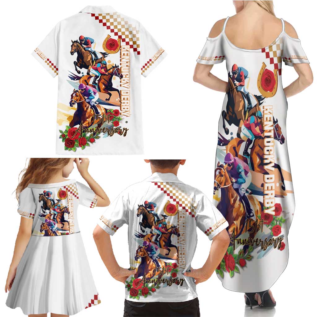 Kentucky Horse Racing Family Matching Summer Maxi Dress and Hawaiian Shirt 2025 Happy 151st Anniversary With Roses LT14