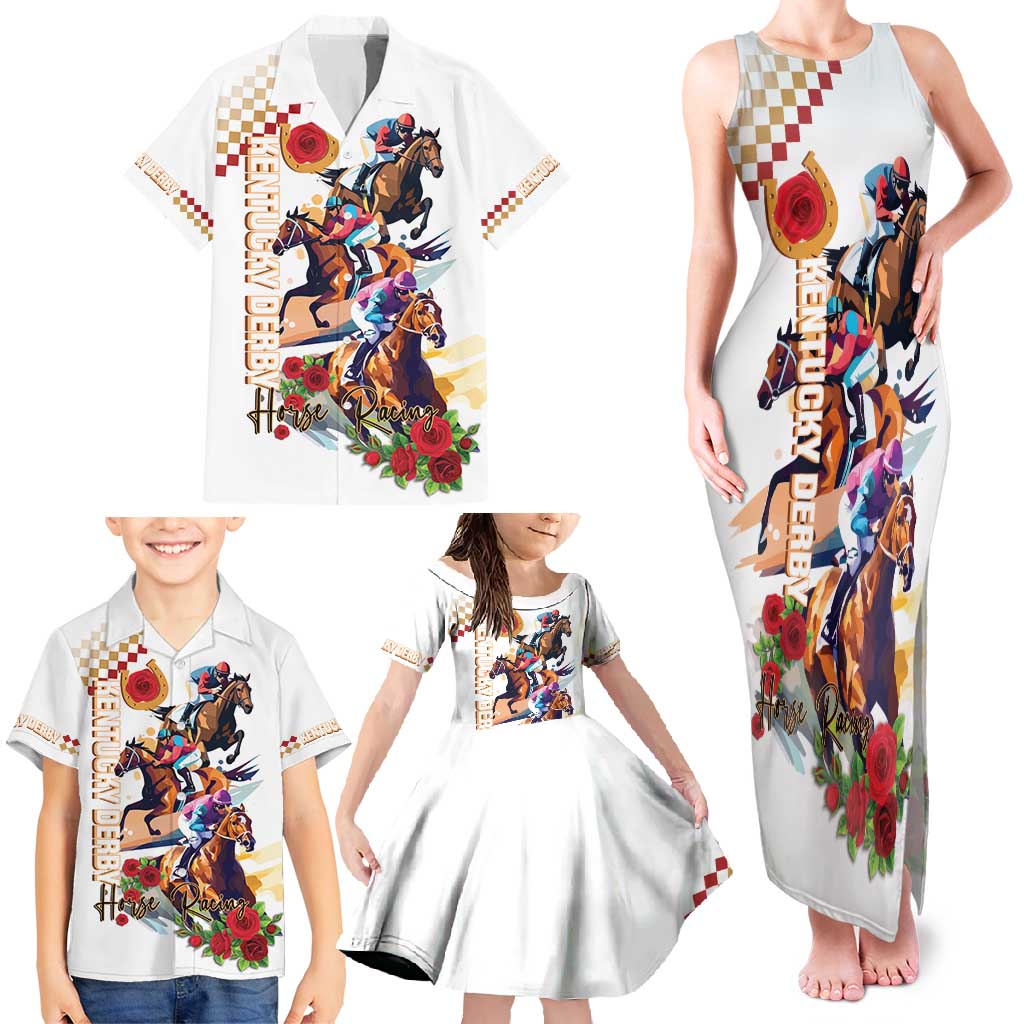 Kentucky Horse Racing Family Matching Tank Maxi Dress and Hawaiian Shirt 2025 Happy 151st Anniversary With Roses LT14