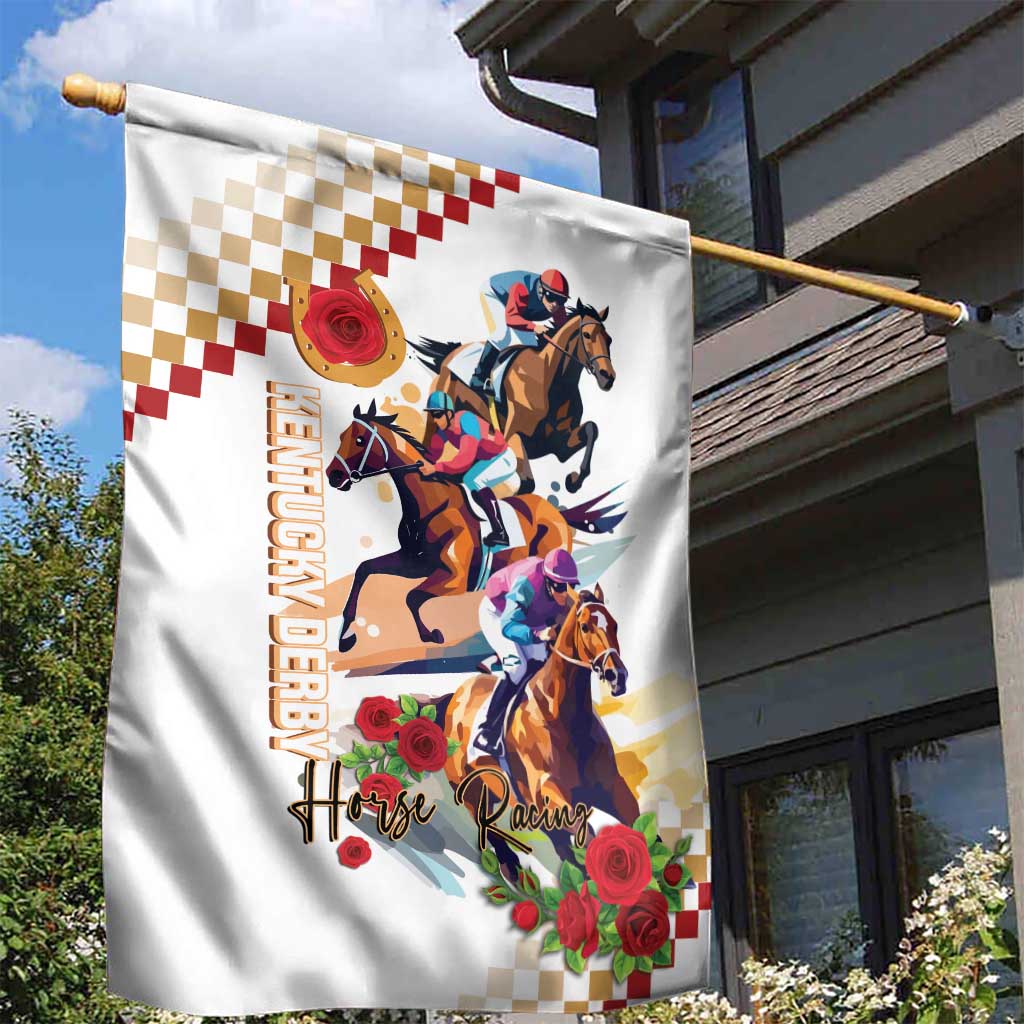 Kentucky Horse Racing Garden Flag 2025 Happy 151st Anniversary With Roses LT14