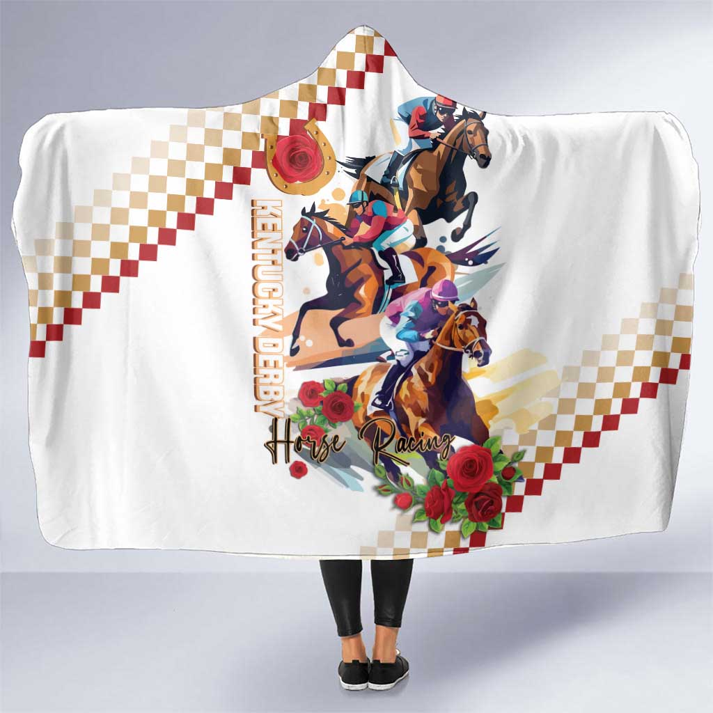 Kentucky Horse Racing Hooded Blanket 2025 Happy 151st Anniversary With Roses LT14