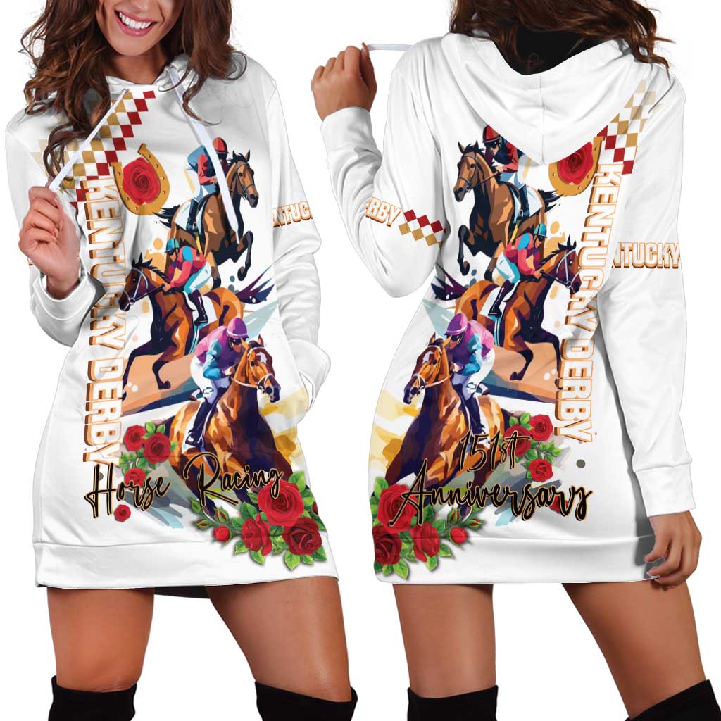 Kentucky Horse Racing Hoodie Dress 2025 Happy 151st Anniversary With Roses LT14