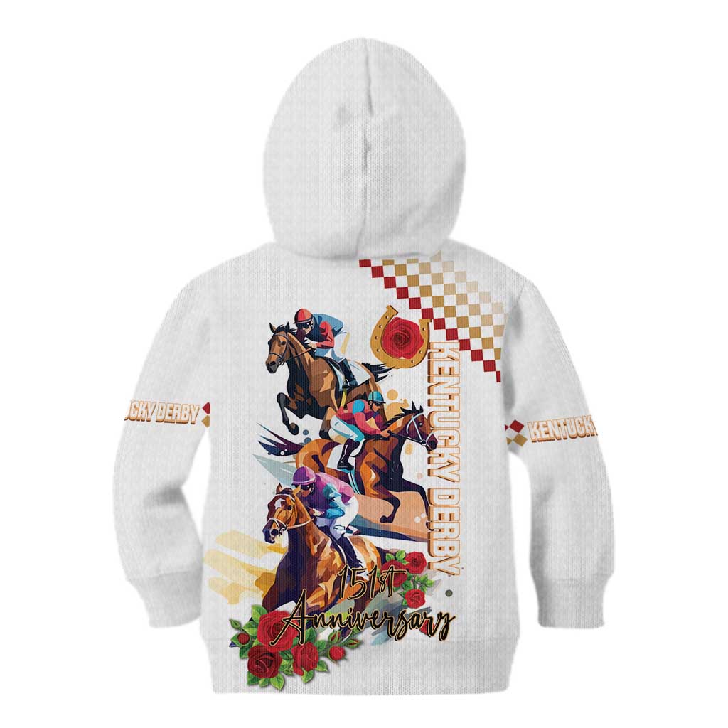 Kentucky Horse Racing Kid Hoodie 2025 Happy 151st Anniversary With Roses LT14