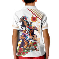 Kentucky Horse Racing Kid Polo Shirt 2025 Happy 151st Anniversary With Roses LT14