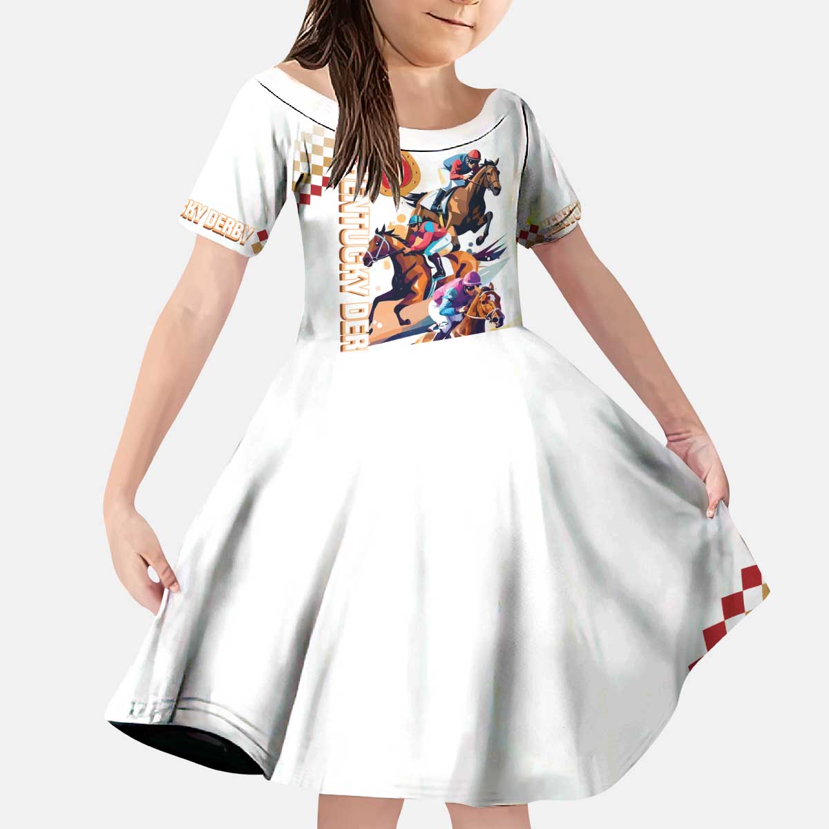 Kentucky Horse Racing Kid Short Sleeve Dress 2025 Happy 151st Anniversary With Roses LT14