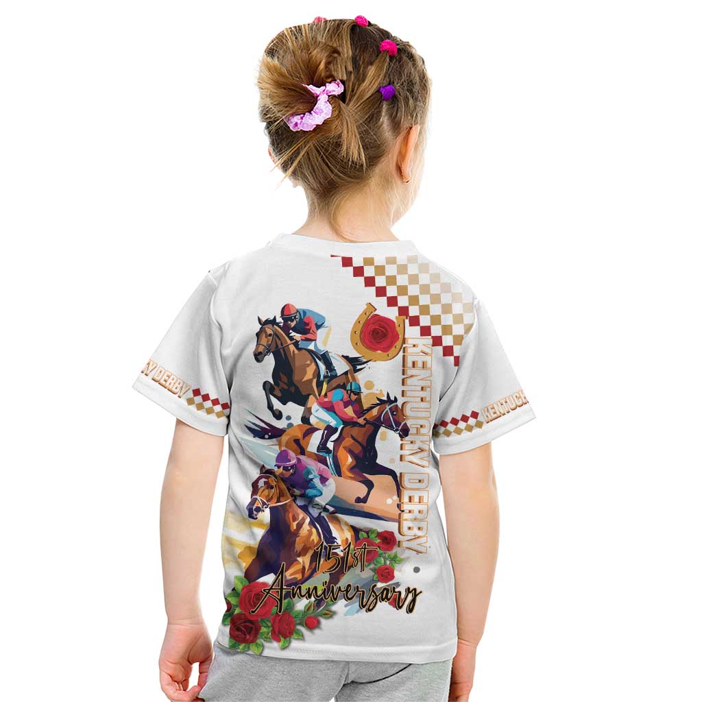 Kentucky Horse Racing Kid T Shirt 2025 Happy 151st Anniversary With Roses LT14