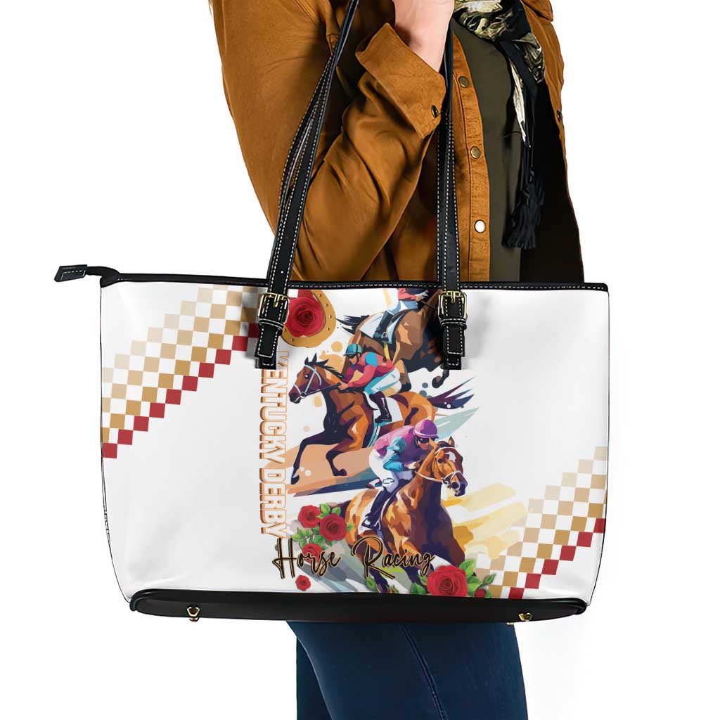 Kentucky Horse Racing Leather Tote Bag 2025 Happy 151st Anniversary With Roses LT14