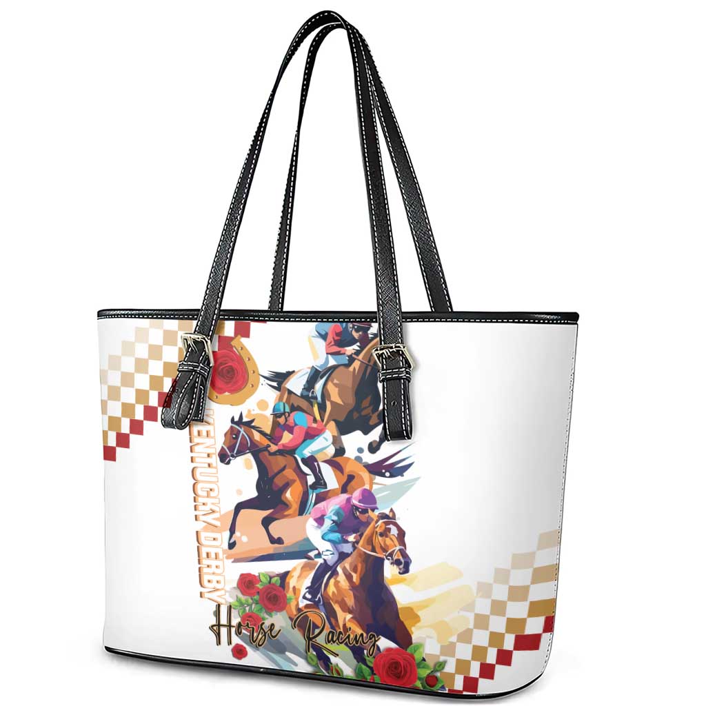 Kentucky Horse Racing Leather Tote Bag 2025 Happy 151st Anniversary With Roses LT14